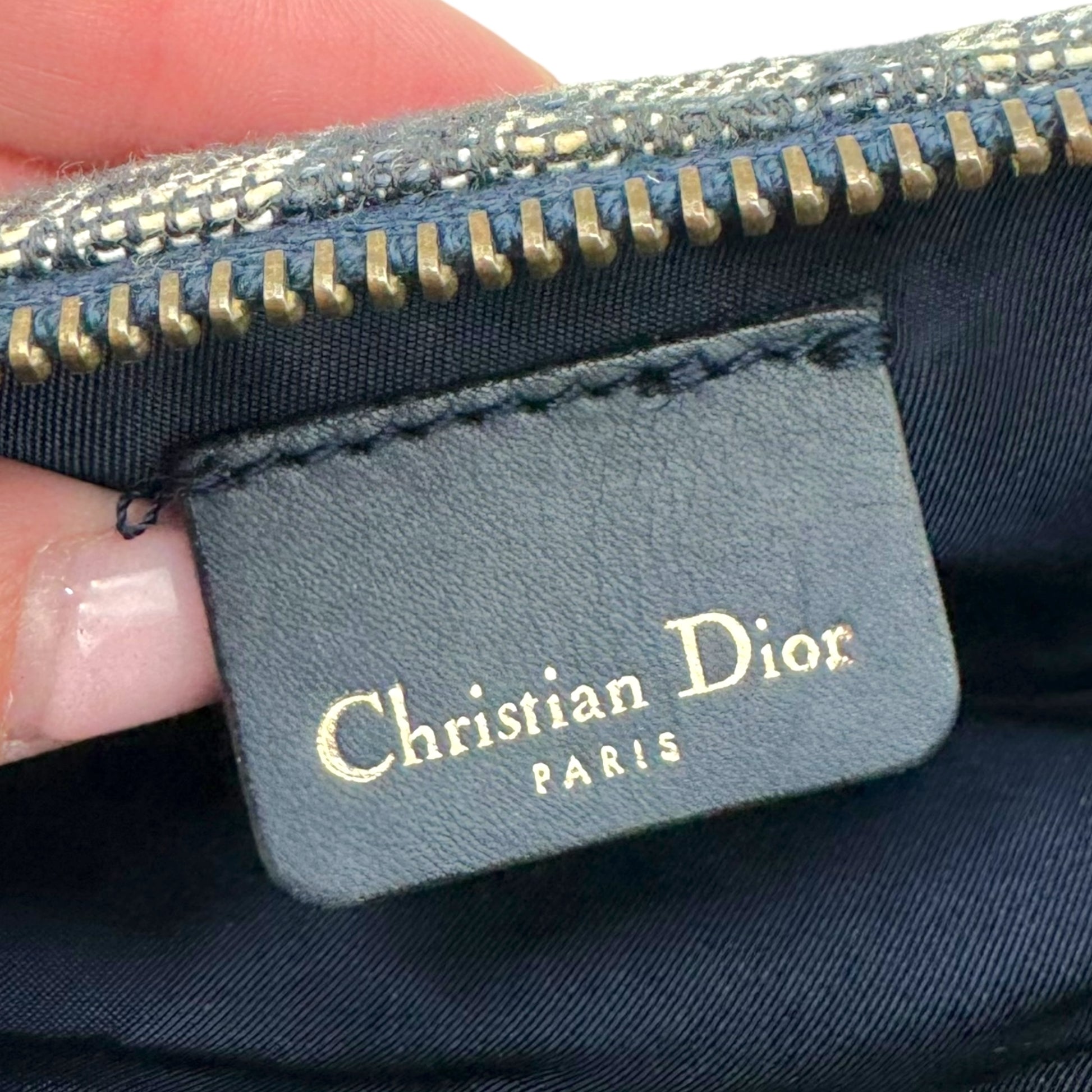 Christian Dior Navy Blue Trotter Monogram Mini Saddle Bag - Outfit Repeater