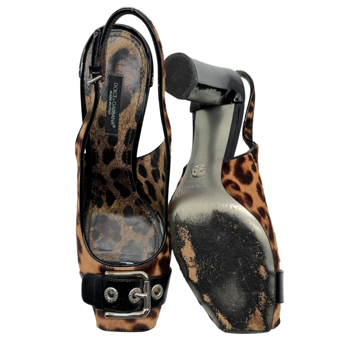 Dolce & Gabbana Leopard Ponyhair Peep-Toe Pump Heels