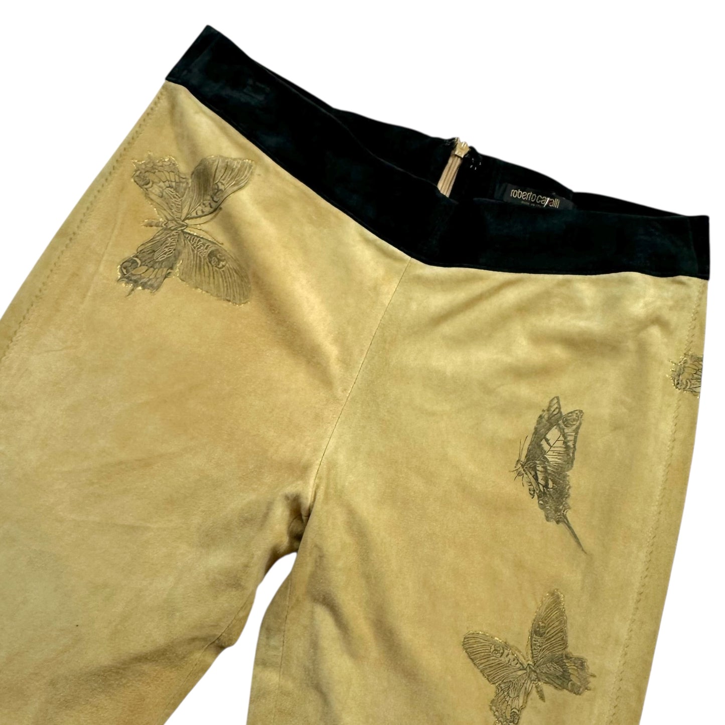 Roberto Cavalli 90's Suede Painted Butterfly Pants