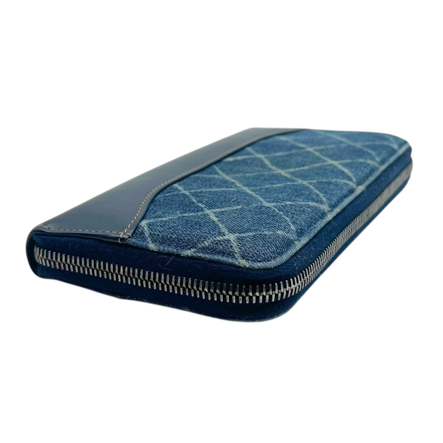 Chanel Blue Denim Zip-Around Long Wallet