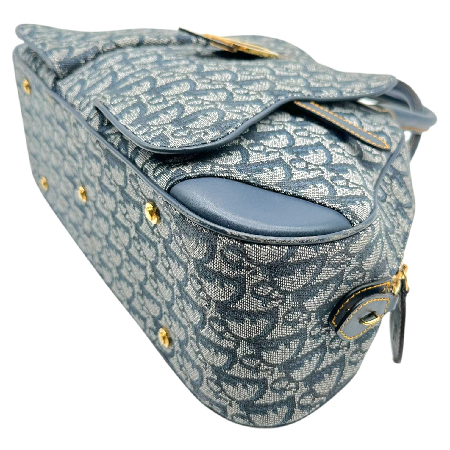 Christian Dior Bowler Bag Navy Blue Trotter Monogram