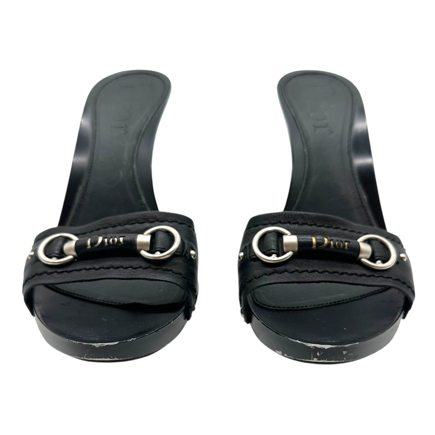 Christian Dior Black Logo Mule Heels