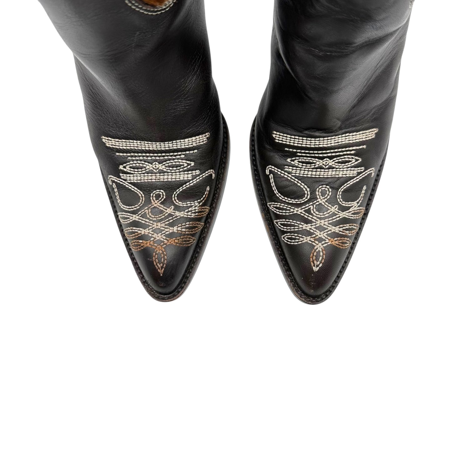 D&G Dolce & Gabbana Ponyhair Cow Print Heeled Cowboy Boots