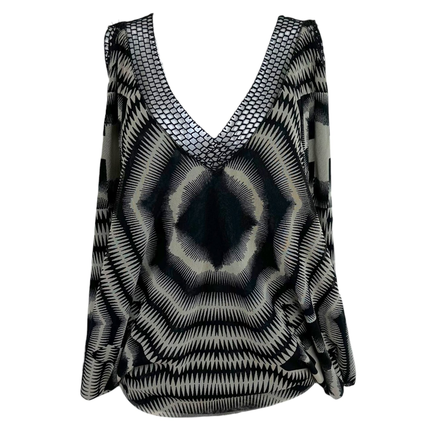 Jean Paul Gaultier Dolman Mesh Top Black White Pattern