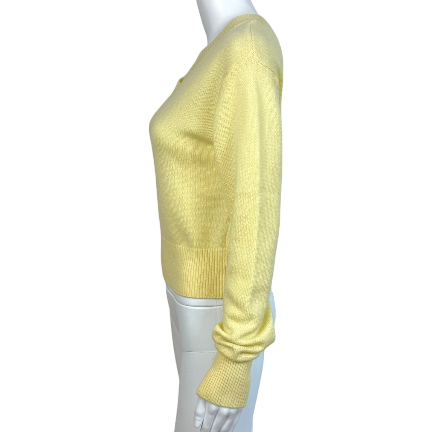 Fanci Club Yellow Cashmere V-Neck Sweater NEW