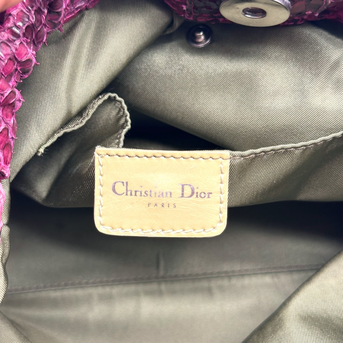 Christian Dior Python Top Handle Handbag Pink Purple