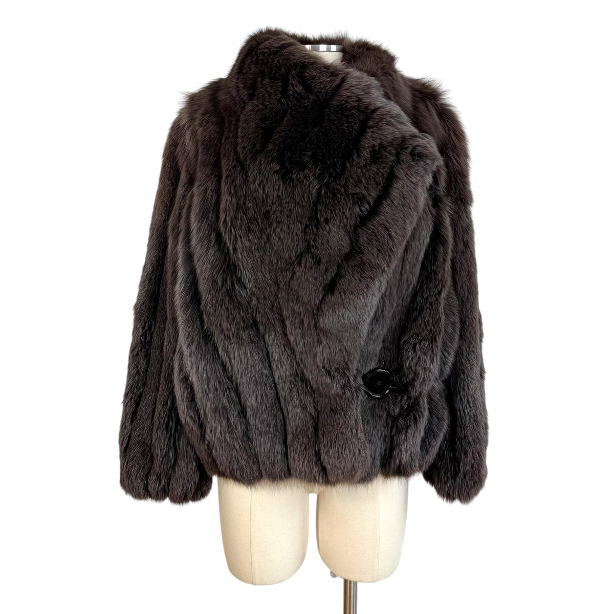 Saga Fox Brown Fox Fur Lapel Coat