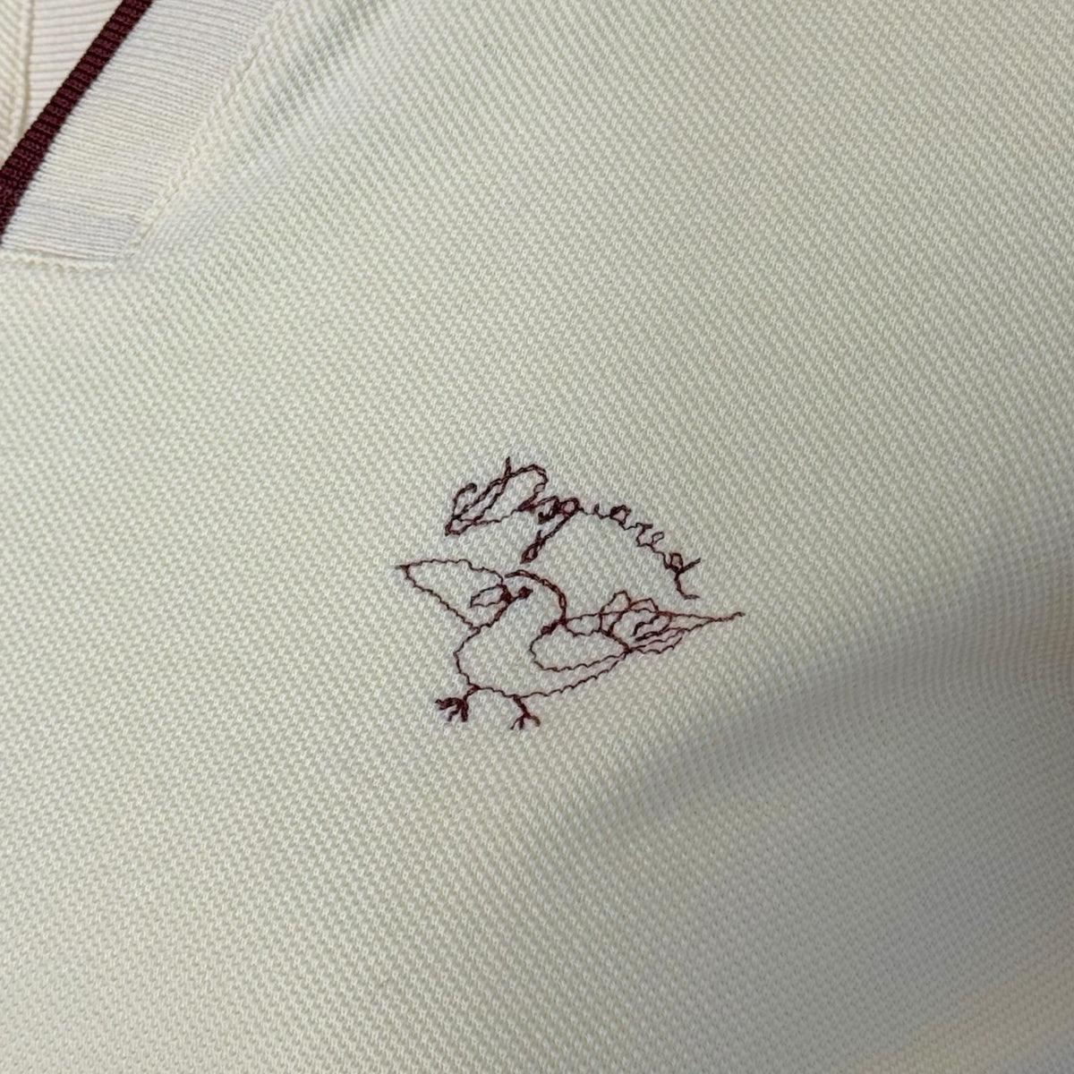 Dsquared2 Light Yellow & Brown Logo Bird Embroidered Polo Top
