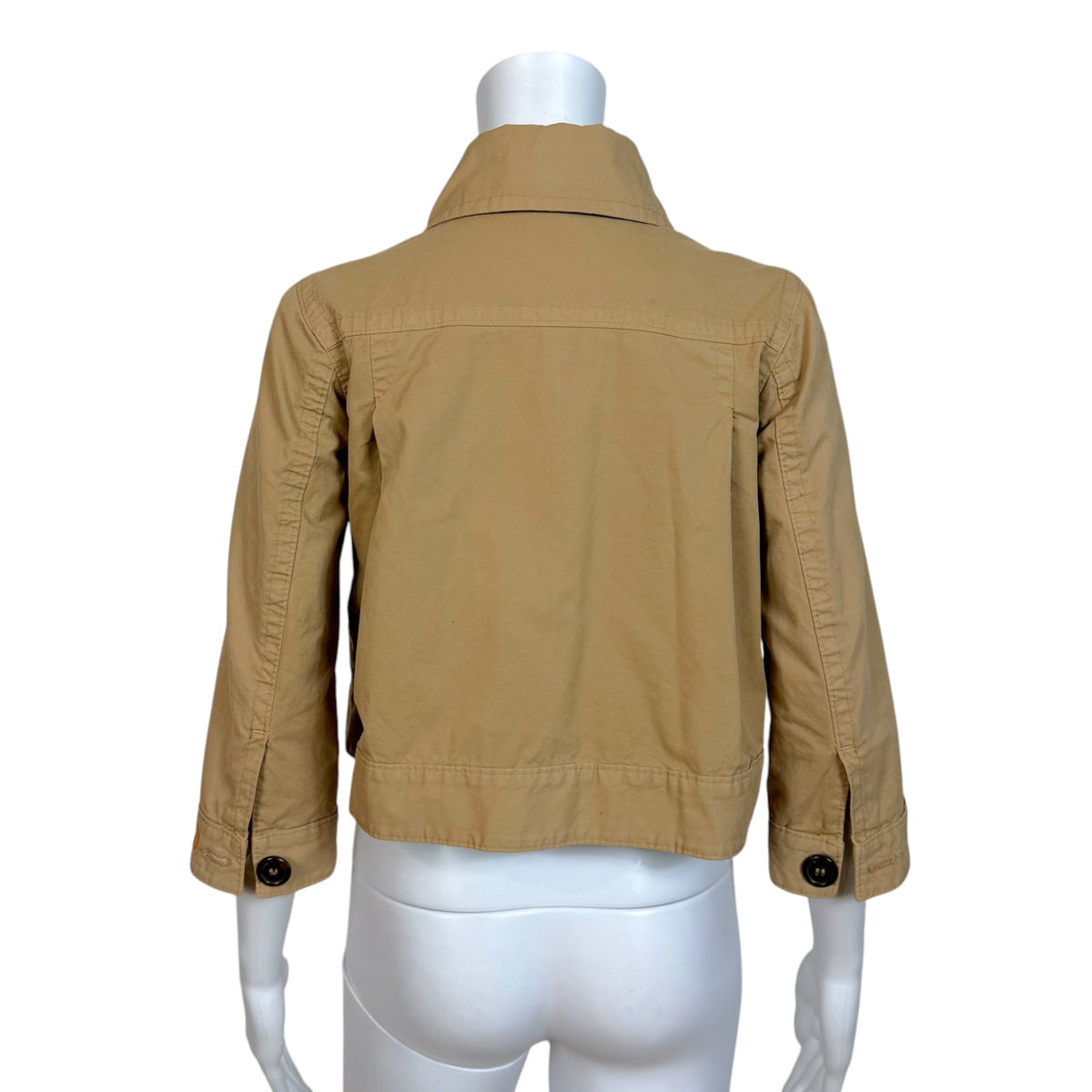 Dsquared2 Tan Logo Embroidered Charm Embellished Cropped 3/4 Sleeve Jacket