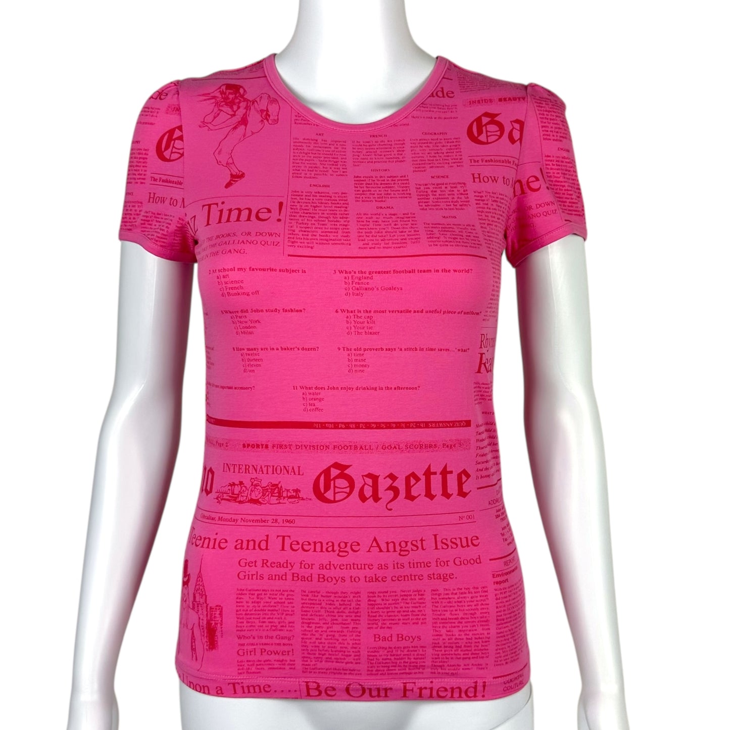 Galliano Hot Pink Gazette News Printed T-Shirt NEW - Outfit Repeater