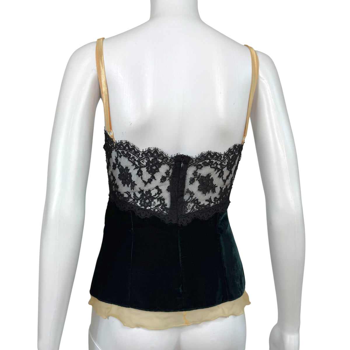 Dolce & Gabbana Forest Green Velvet & Sequin Embellished Lace Bustier Top