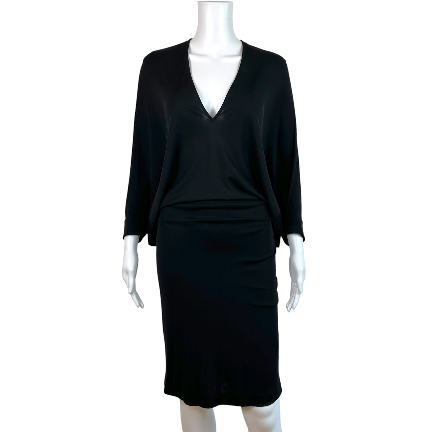 Gucci Black Dolman Sleeve Dress with V-Neckline