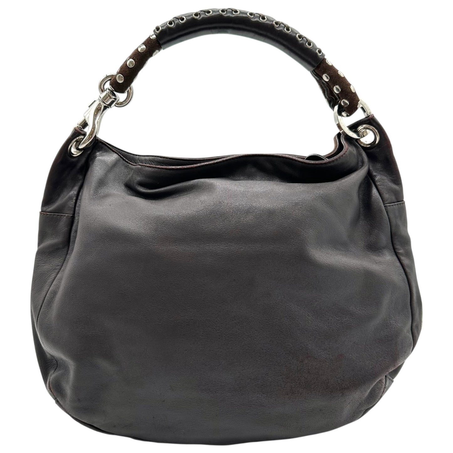 Jimmy Choo Brown Suede & Leather Studded Fringe Hobo Bag