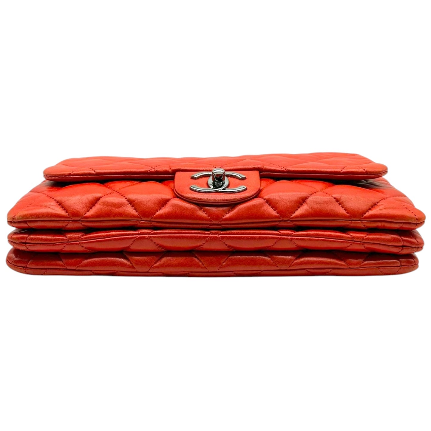Chanel Red Matelasse Quilted Medium Accordion Flap Bag