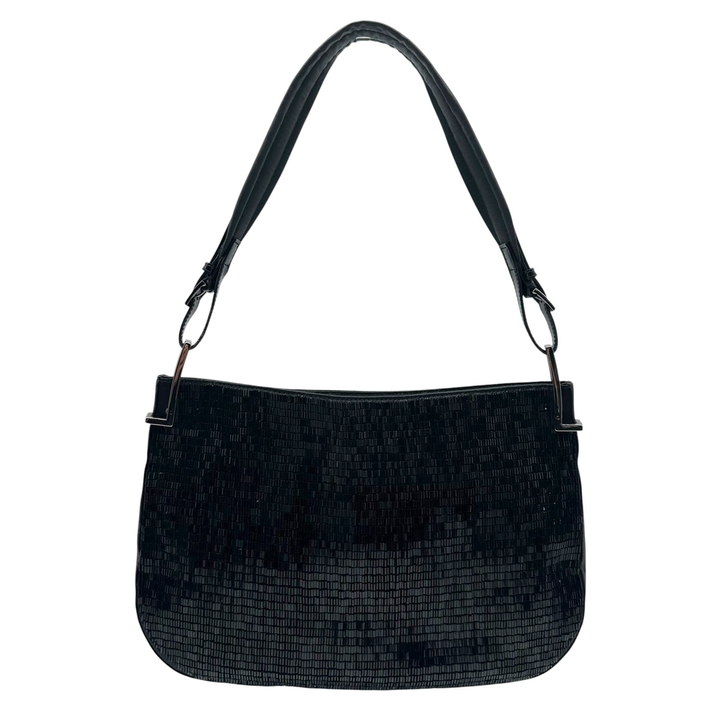 Gucci Silk Shoulder Bag Black Glass Beaded 90's Vintage