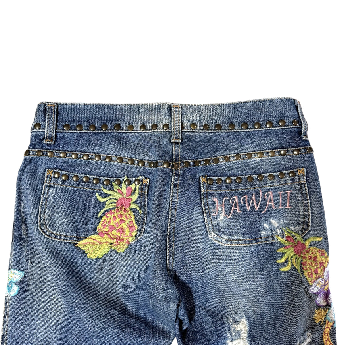 Dolce & Gabbana Hawaii Embroidered & Studded Jeans