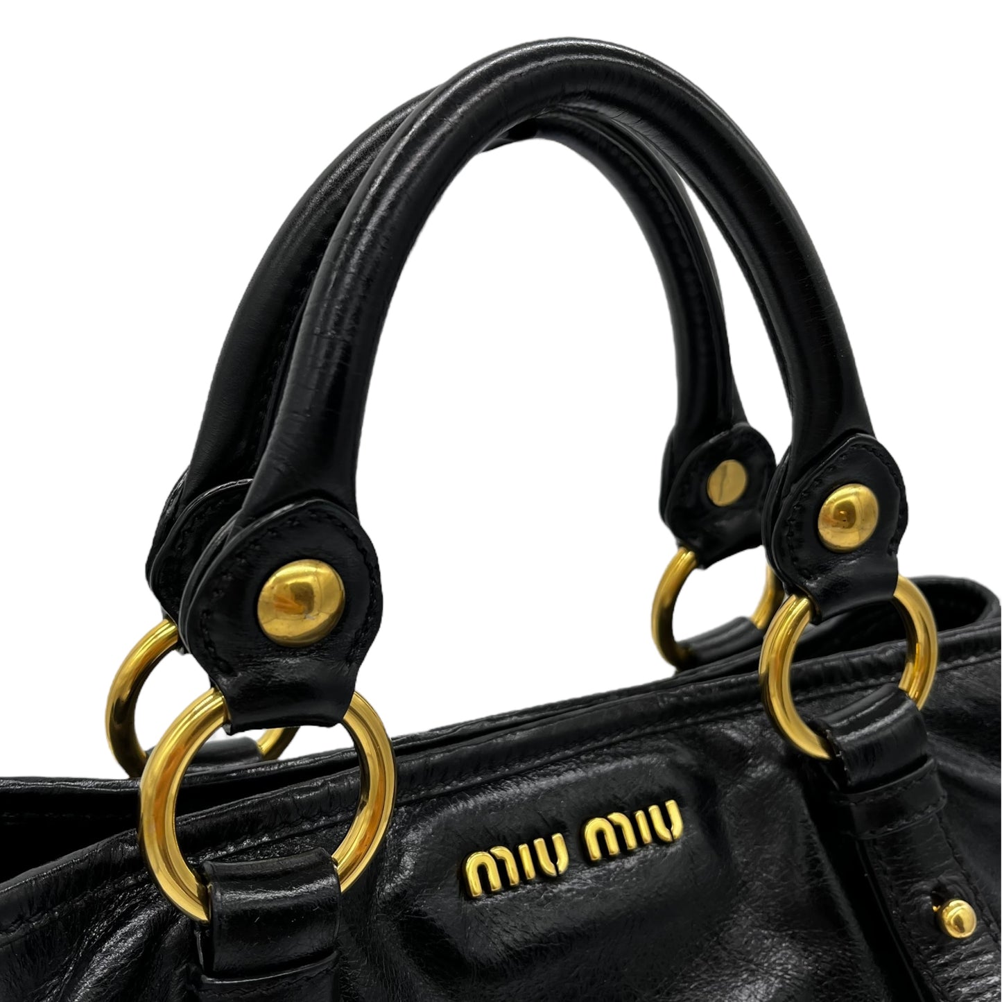 Miu Miu Black & Gold Leather 2-Way Bag