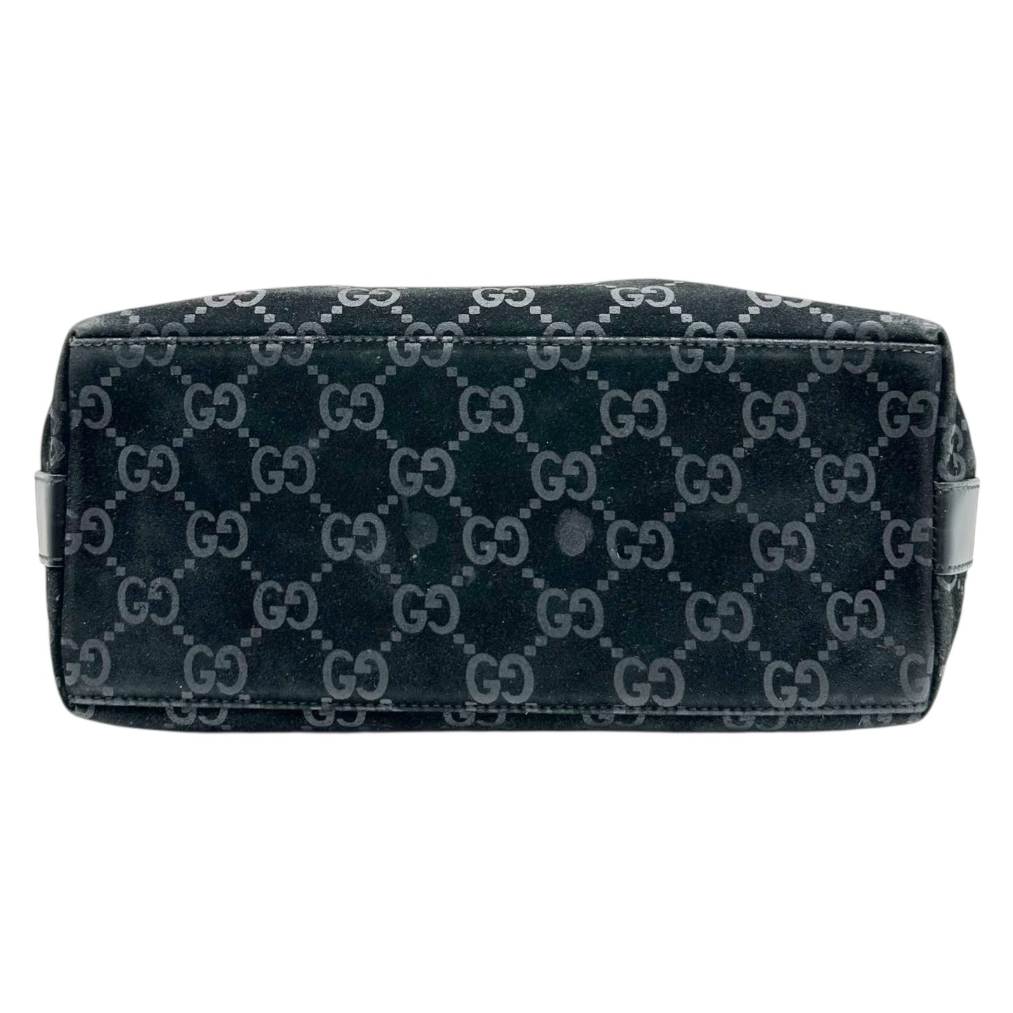 Gucci Black Suede Monogram Shoulder Bag