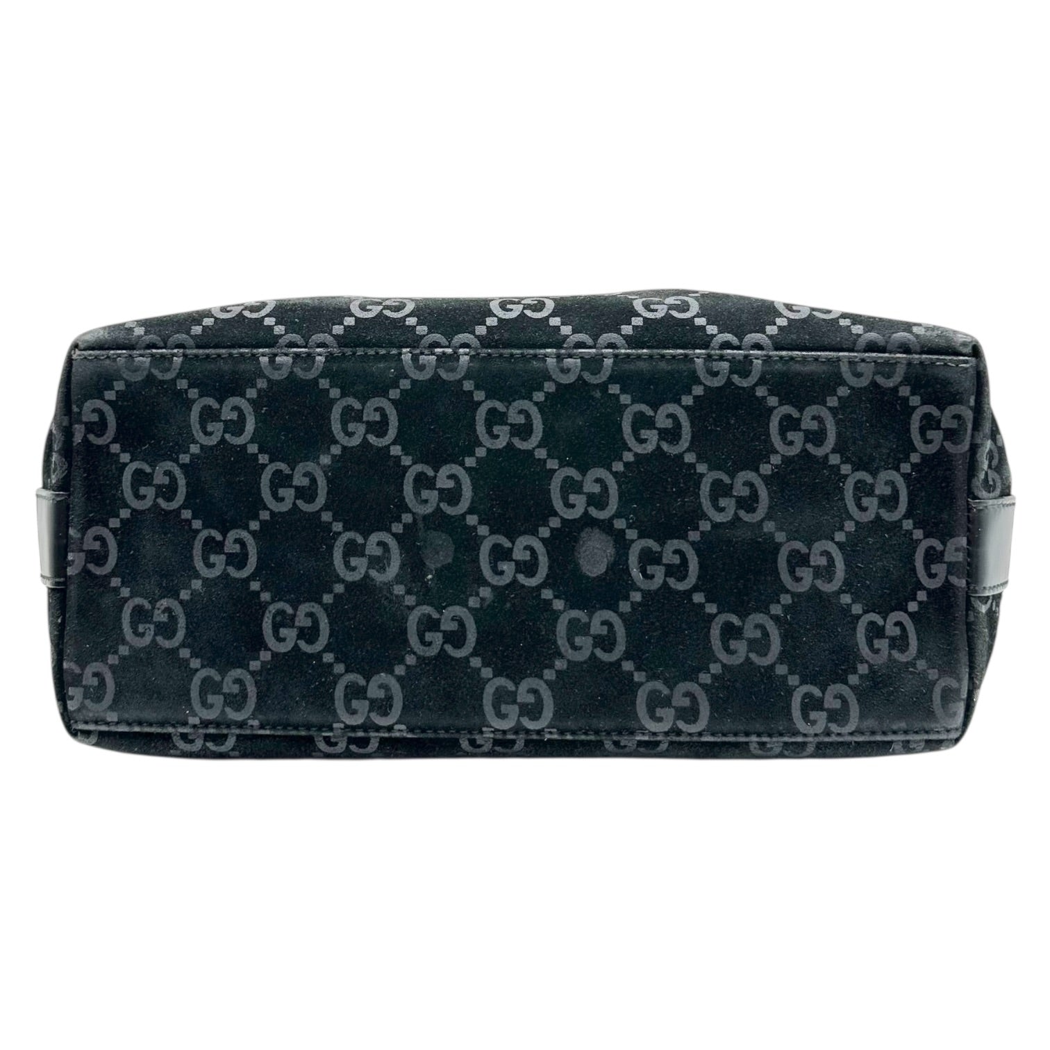 Gucci Black Suede Monogram Shoulder Bag