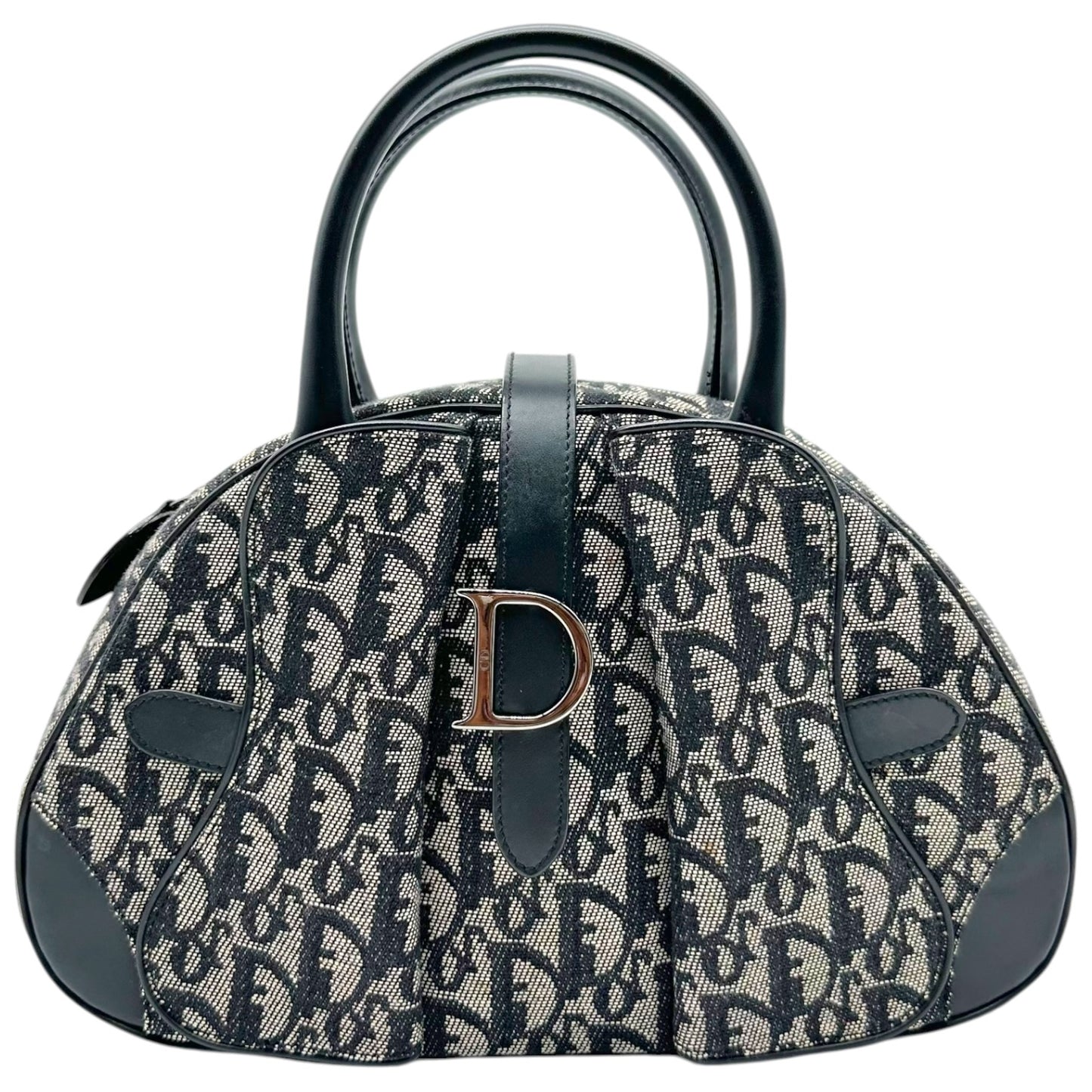 Christian Dior Small Double Saddle Bowler Bag Black Trotter