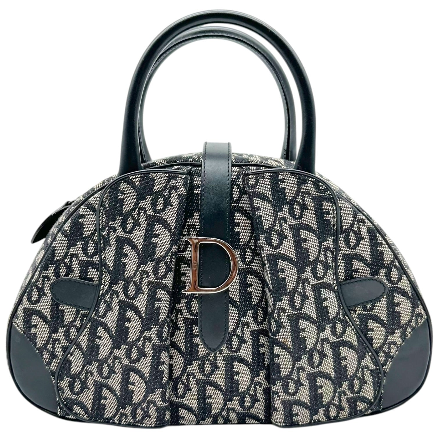 Christian Dior Small Double Saddle Bowler Bag Black Trotter