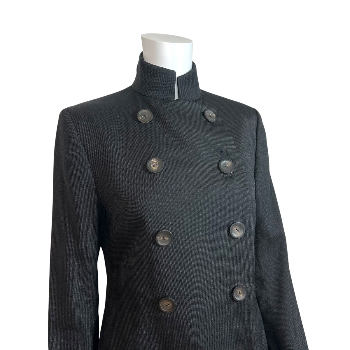 Gucci Black Double Breasted Mid-Length Coat 1990s Vintage