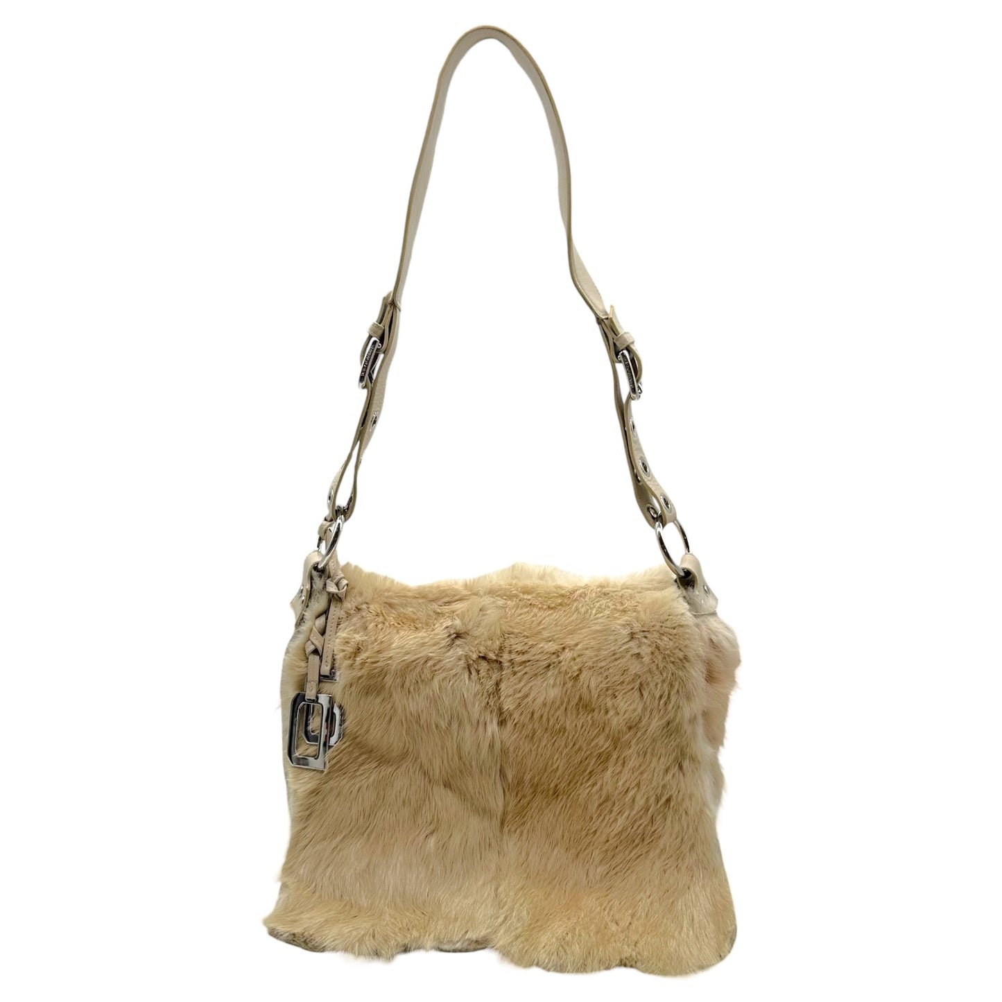 Dolce & Gabbana Ivory Fur Leather Shoulder Bag