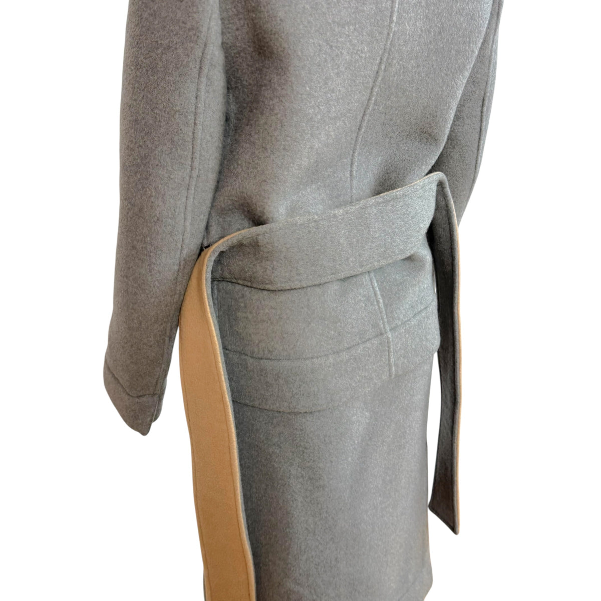 Dolce & Gabbana Gray Camel Double-Sided Midi Skirt Coat Set