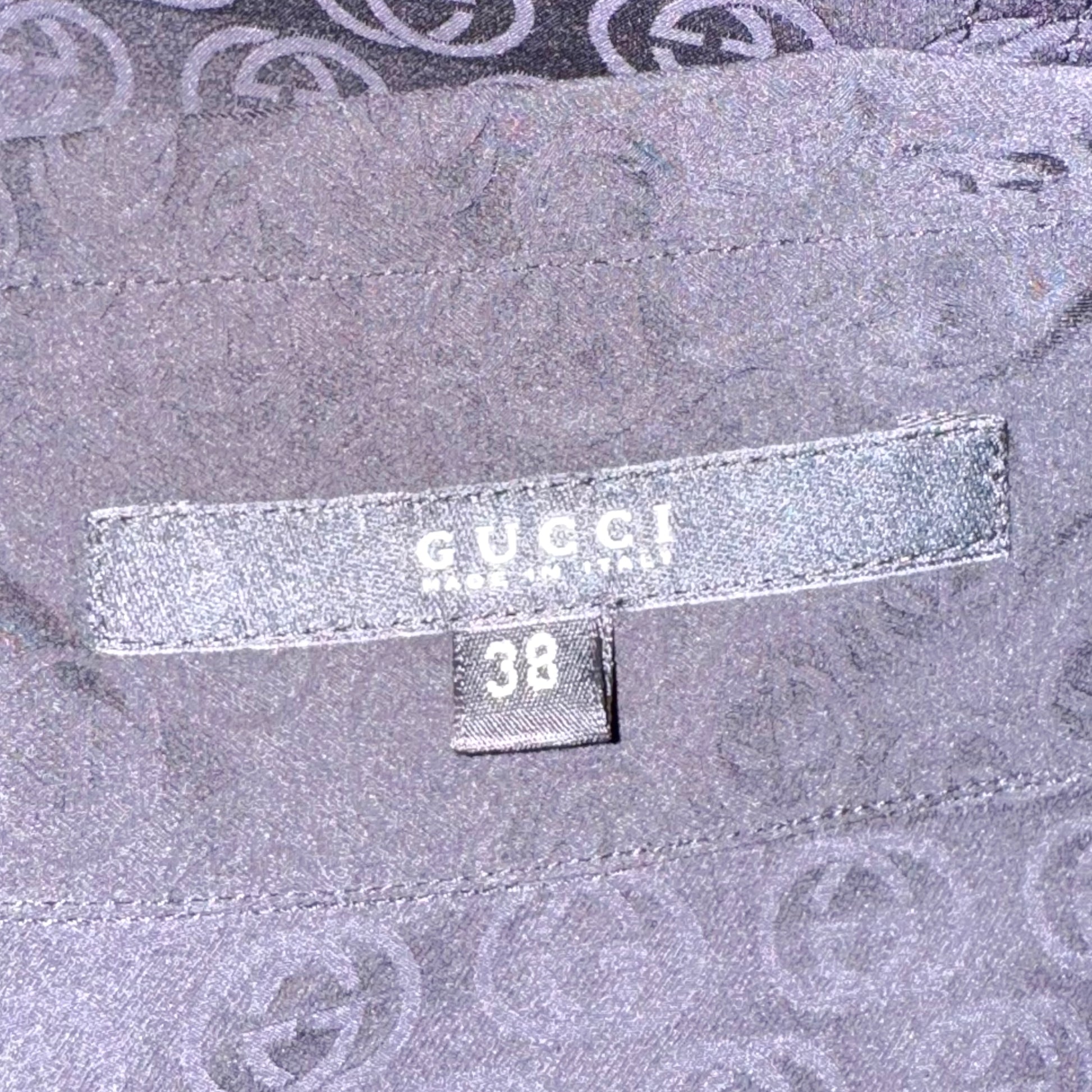 Gucci by Tom Ford F/W 2003 Black Logo Monogram Button Up Blouse - Outfit Repeater