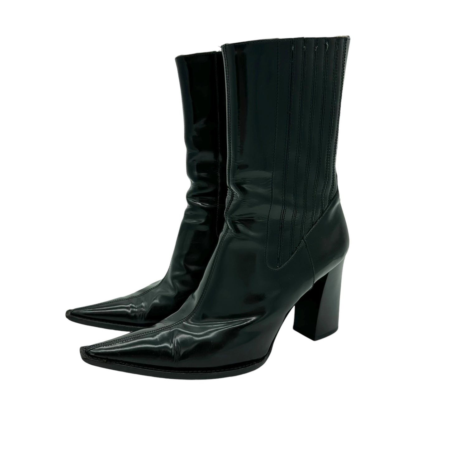 Dolce & Gabbana Patent Leather Pointed Toe Boots - Outfit Repeater