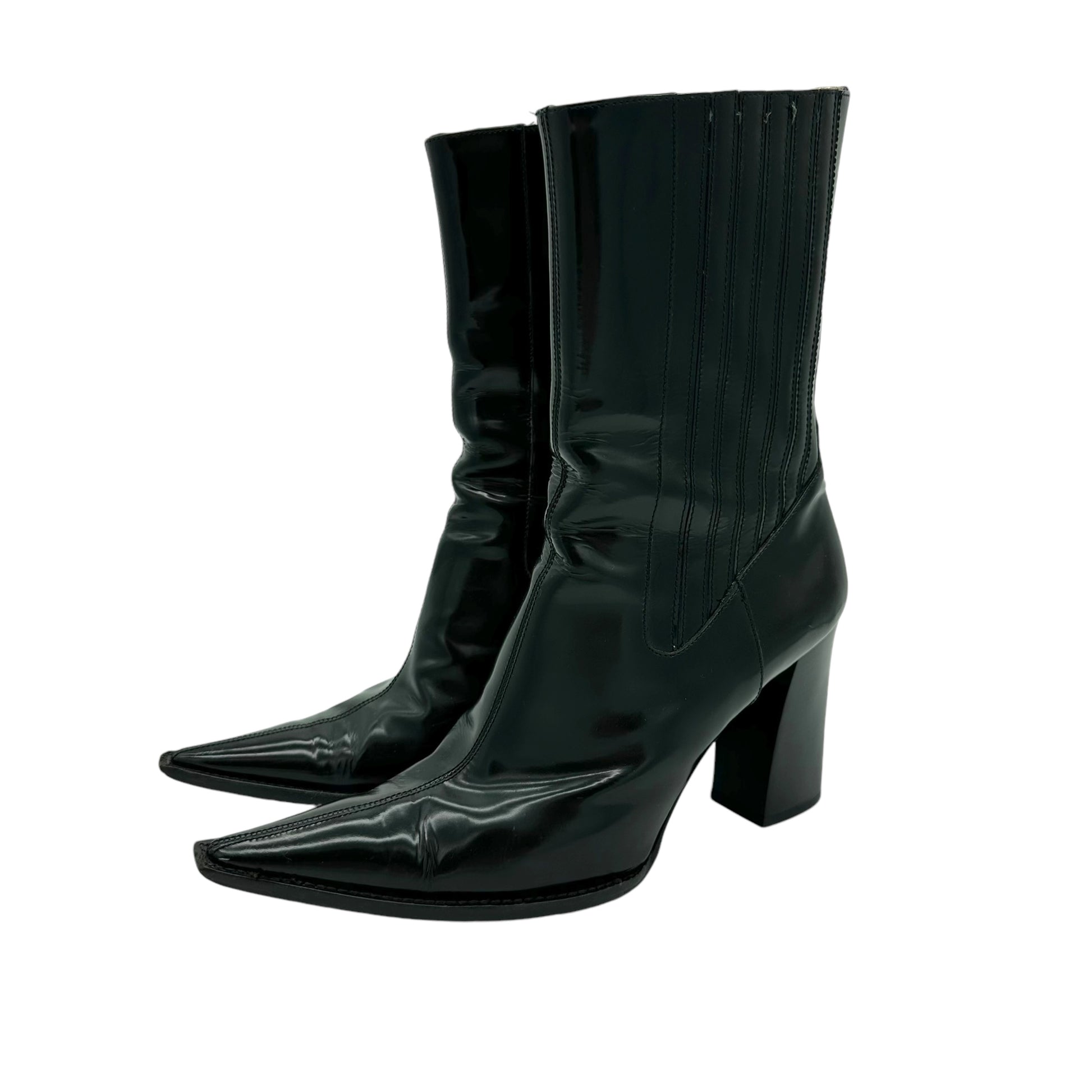 Dolce & Gabbana Patent Leather Pointed Toe Boots - Outfit Repeater