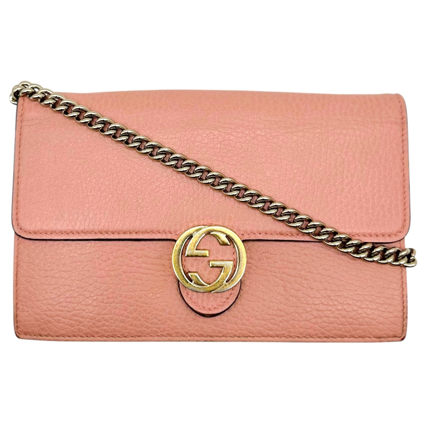 Gucci Crossbody Wallet-on-Chain Bag Blush Pink Leather