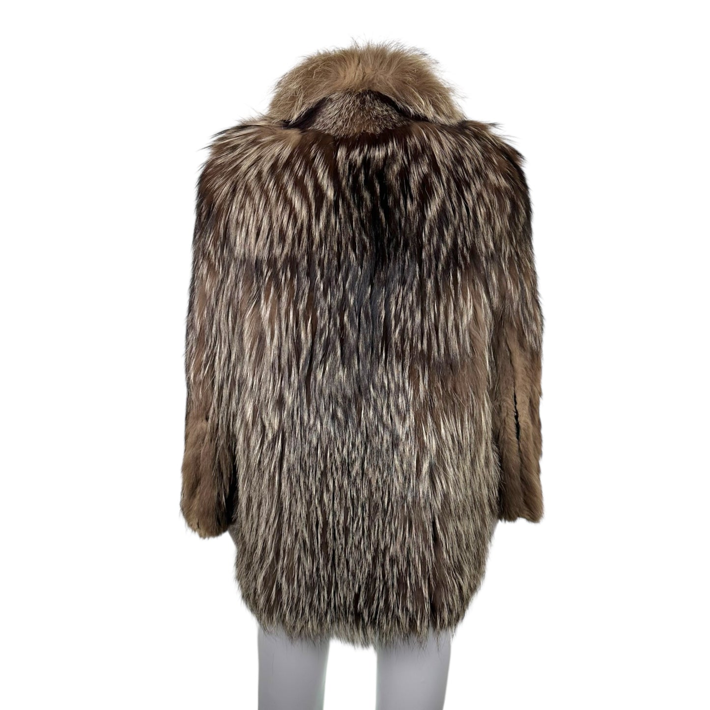 Vintage Saga Fox Brown & White Silver Fox Fur Coat