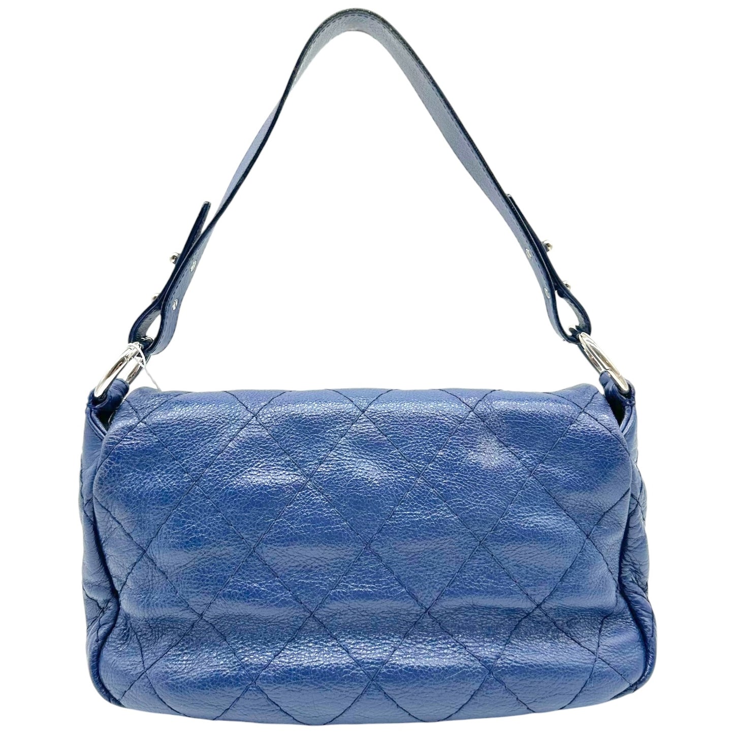 Chanel Blue Wild Stitch Matelasse Shoulder Flap Bag 2009-10