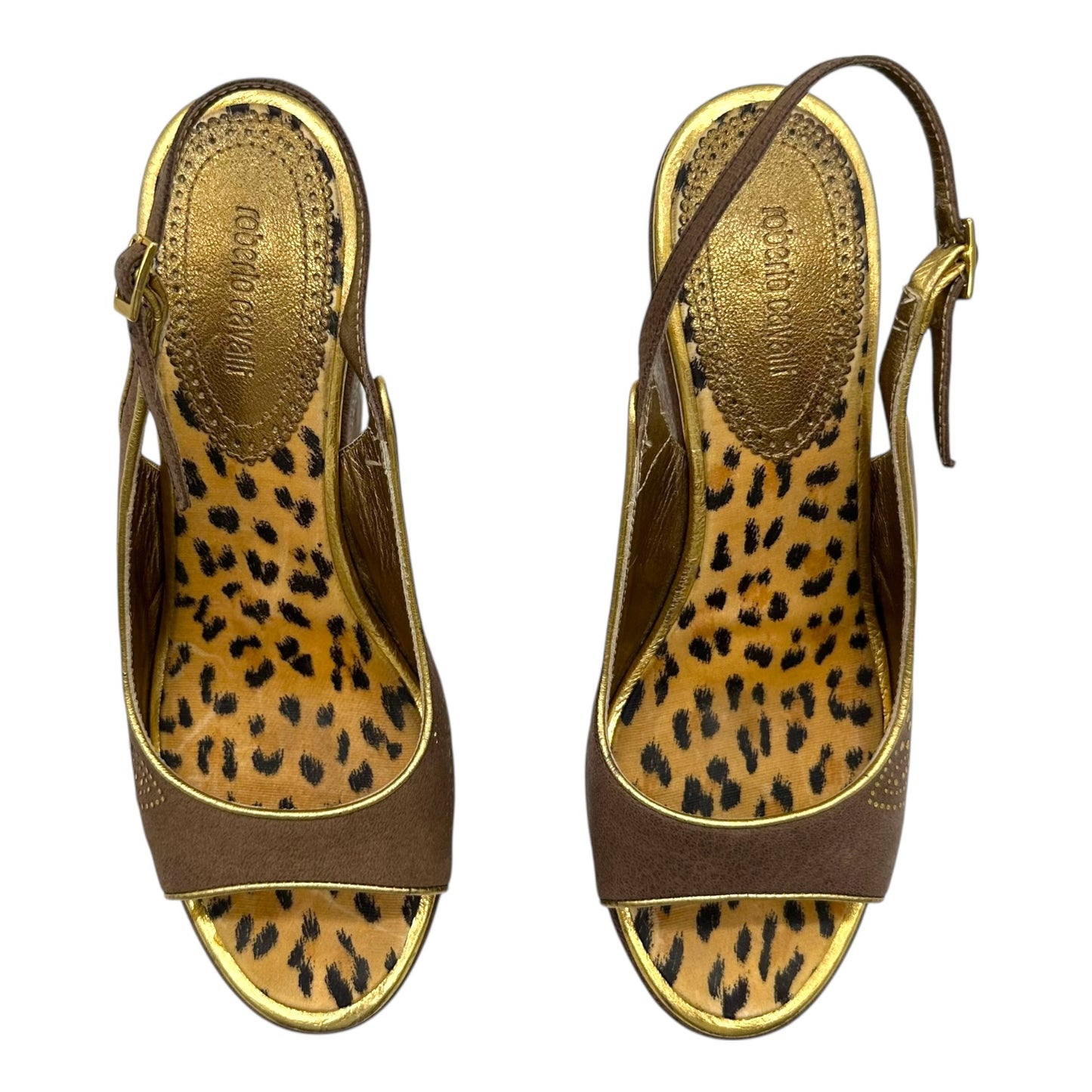 Roberto Cavalli Brown Suede Platform Slingback Heels - Outfit Repeater