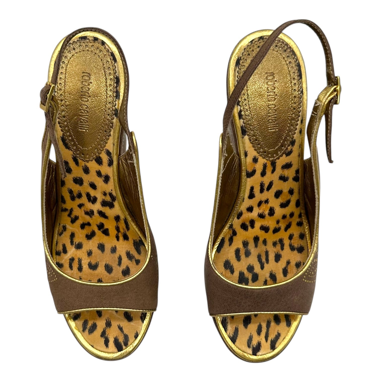 Roberto Cavalli Brown Suede Platform Slingback Heels - Outfit Repeater