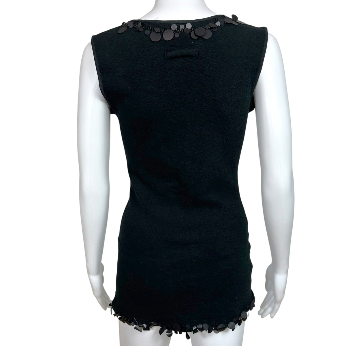 Jean Paul Gaultier Black Knit Tunic Tank Top with Sequin Trim