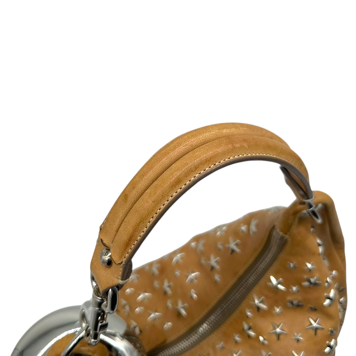 Jimmy Choo Tan Hobo Shoulder Bag With Star Studs