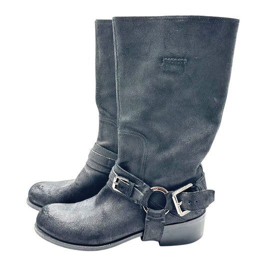 Christian Dior Black Leather Moto Boots