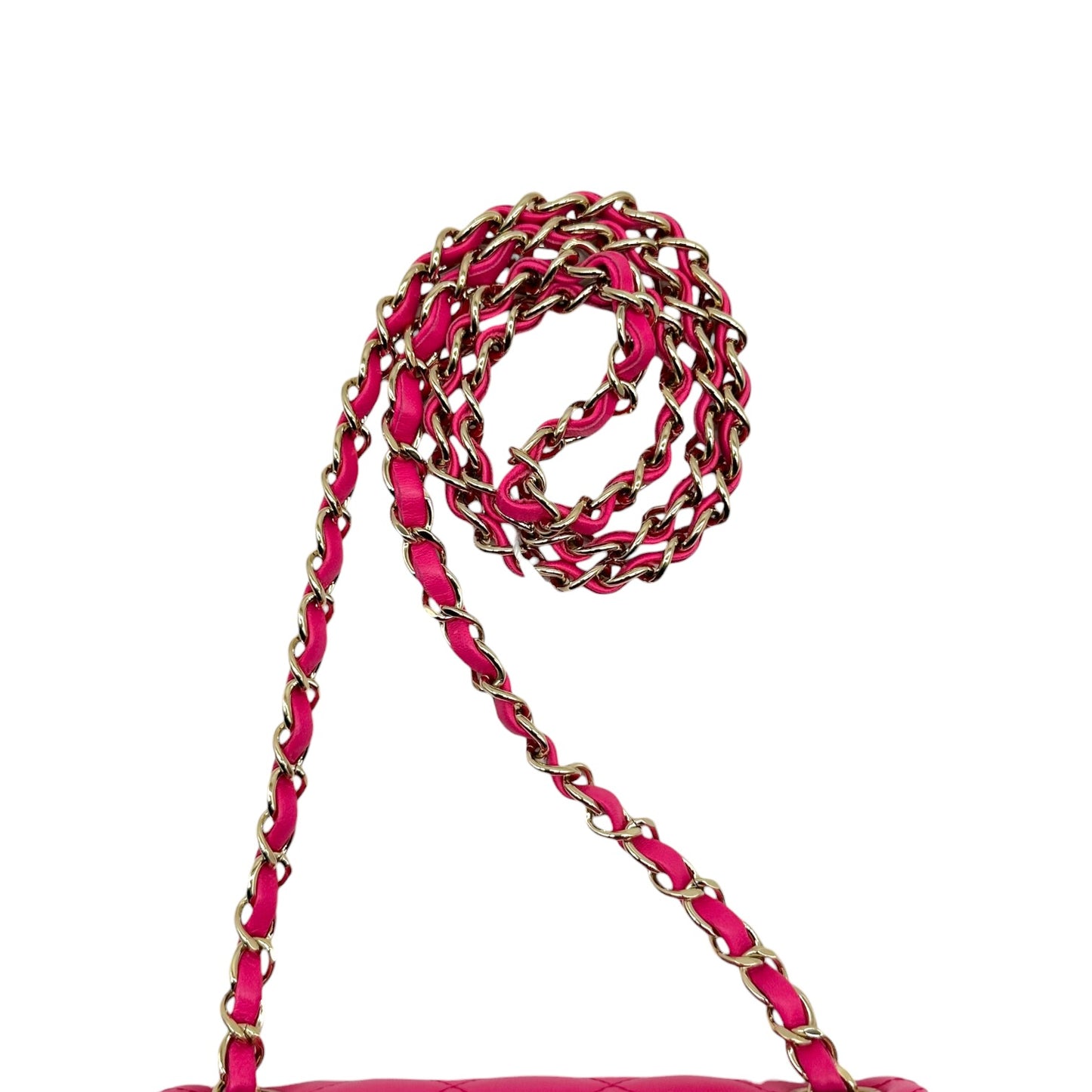 Chanel Hot Pink Matelasse Small Square Flap Bag