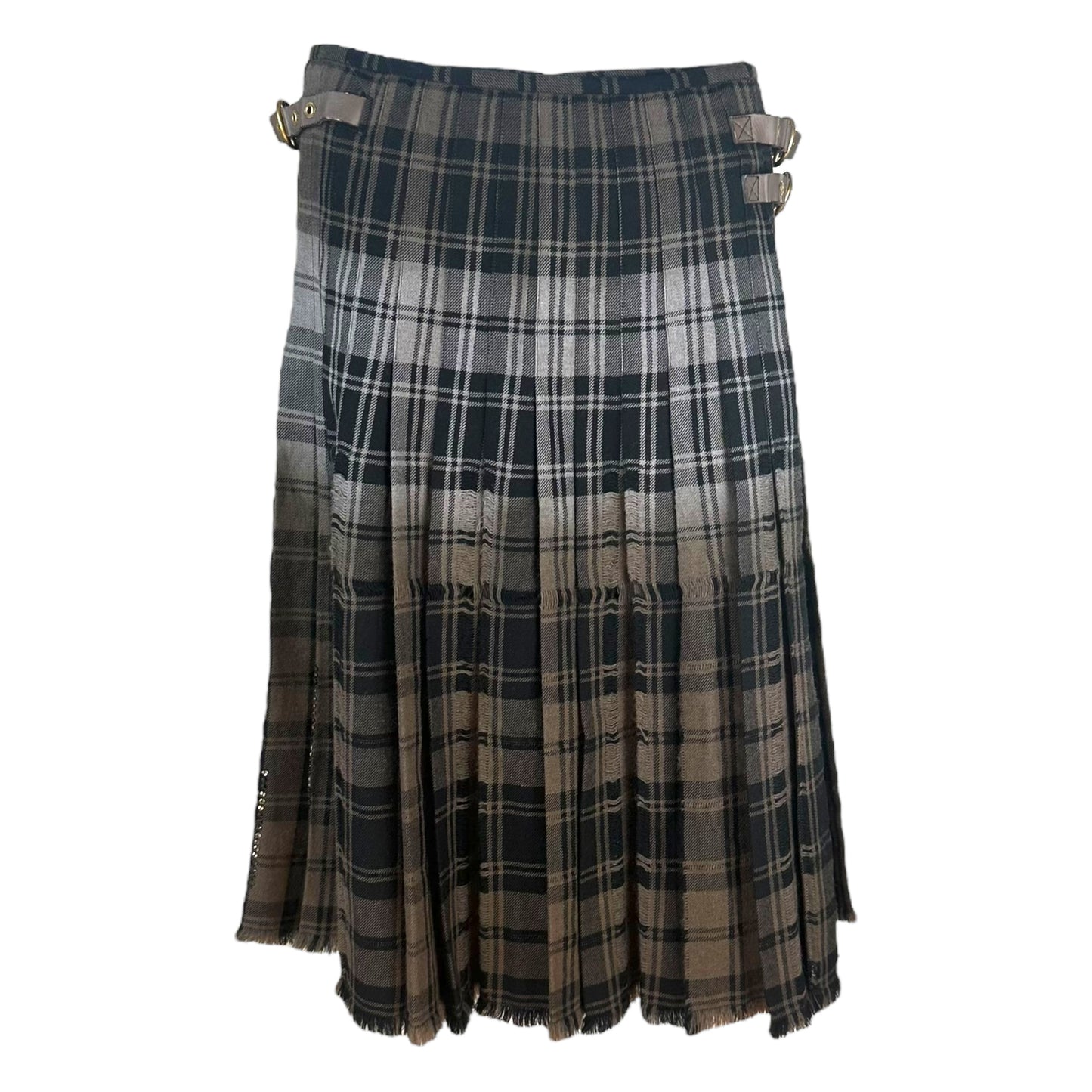 Bottega Veneta Rhinestone Embellished Plaid Pleated Midi Skirt