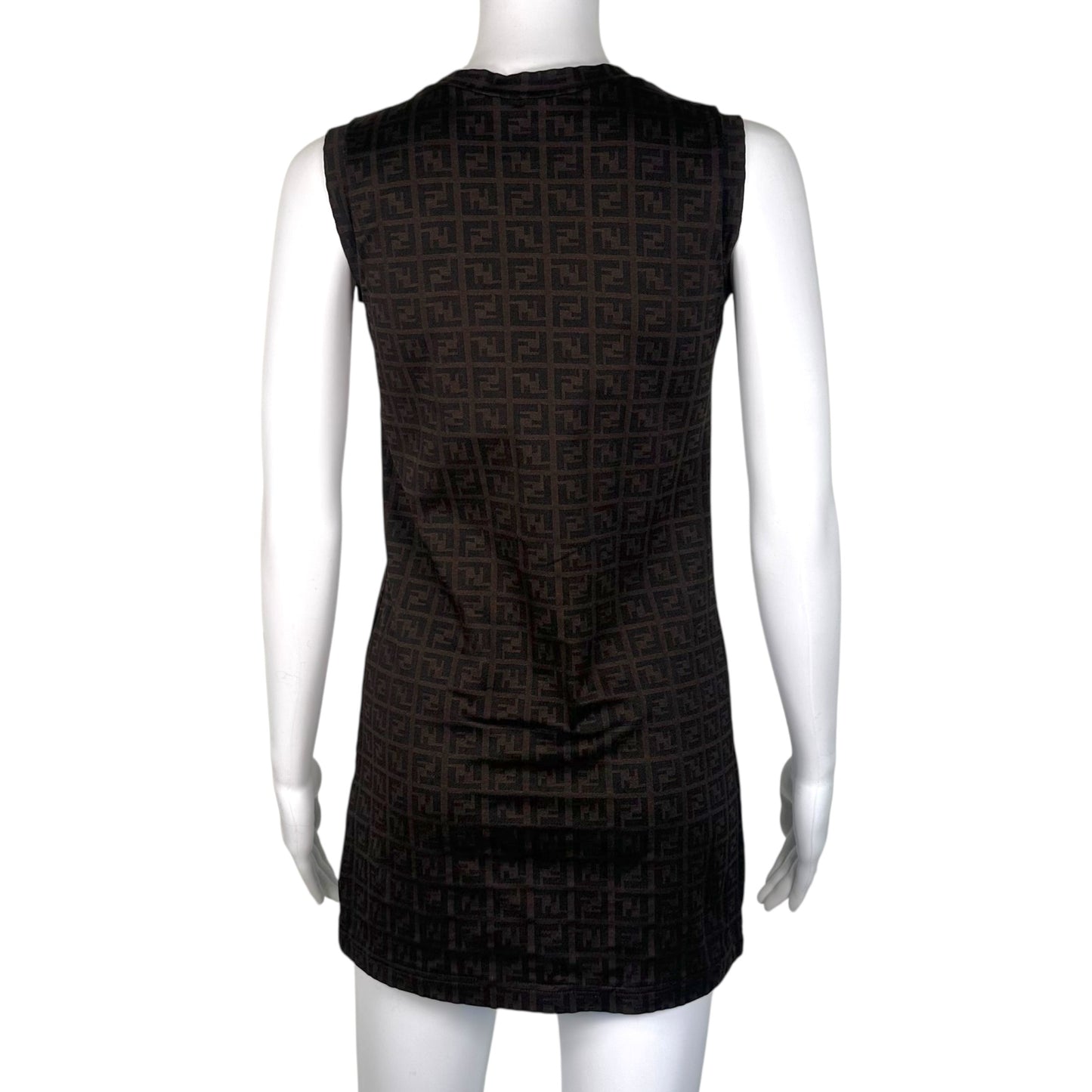 Fendi Mini Dress Brown Zucca Monogram Sleeveless