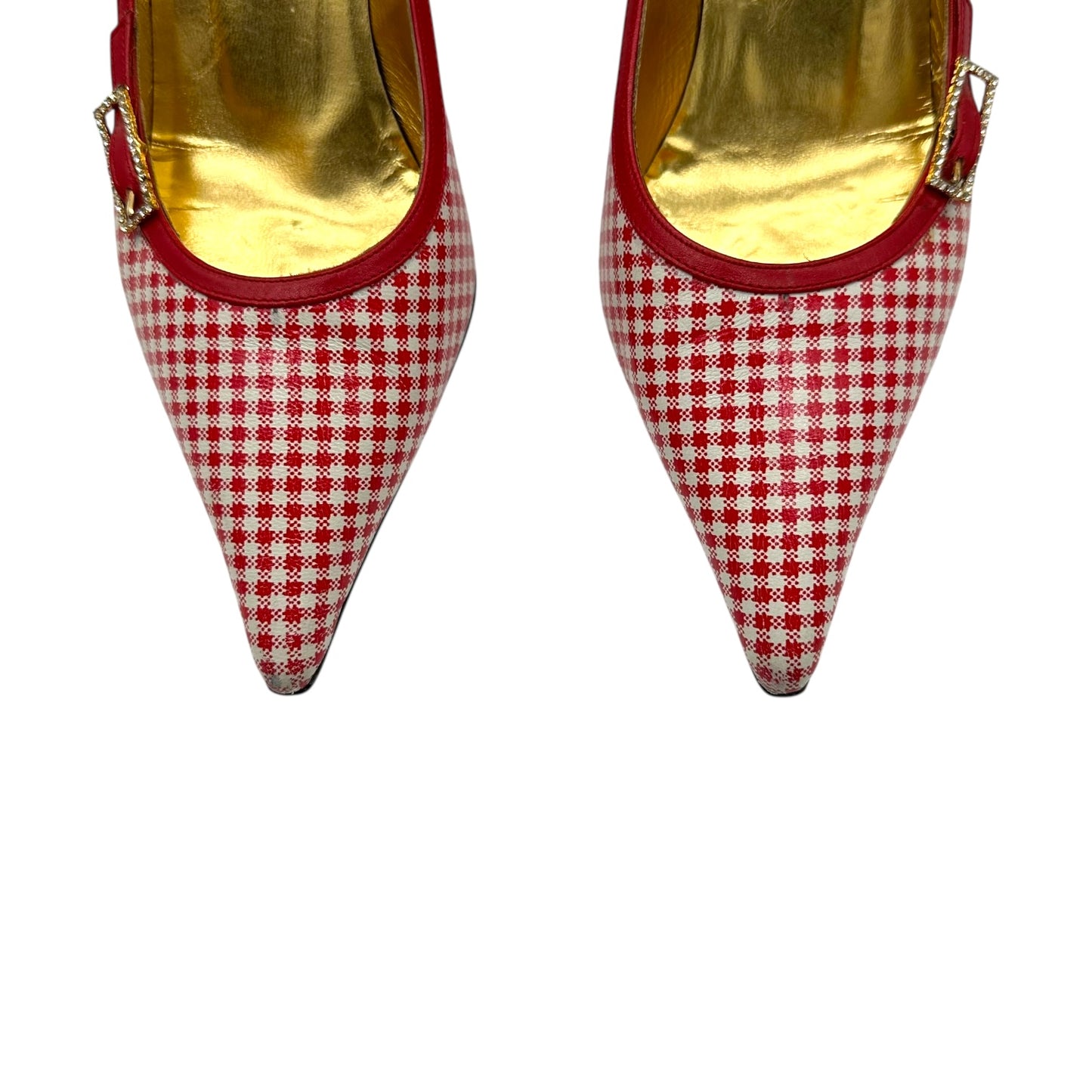 D&G Dolce & Gabbana Red Gingham Kitten Heels - Outfit Repeater
