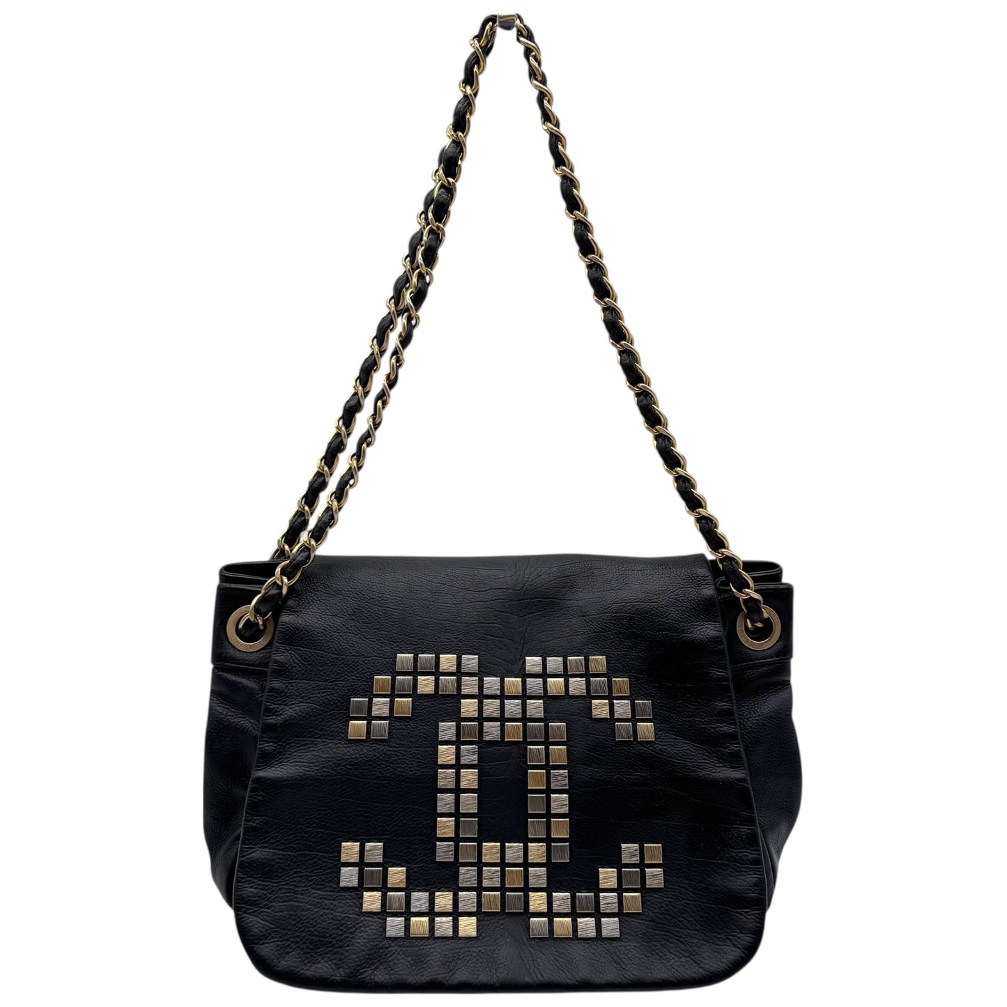 Chanel Black Studded CC Logo Accordion Shoulder Bag 2008-09 - Outfit Repeater