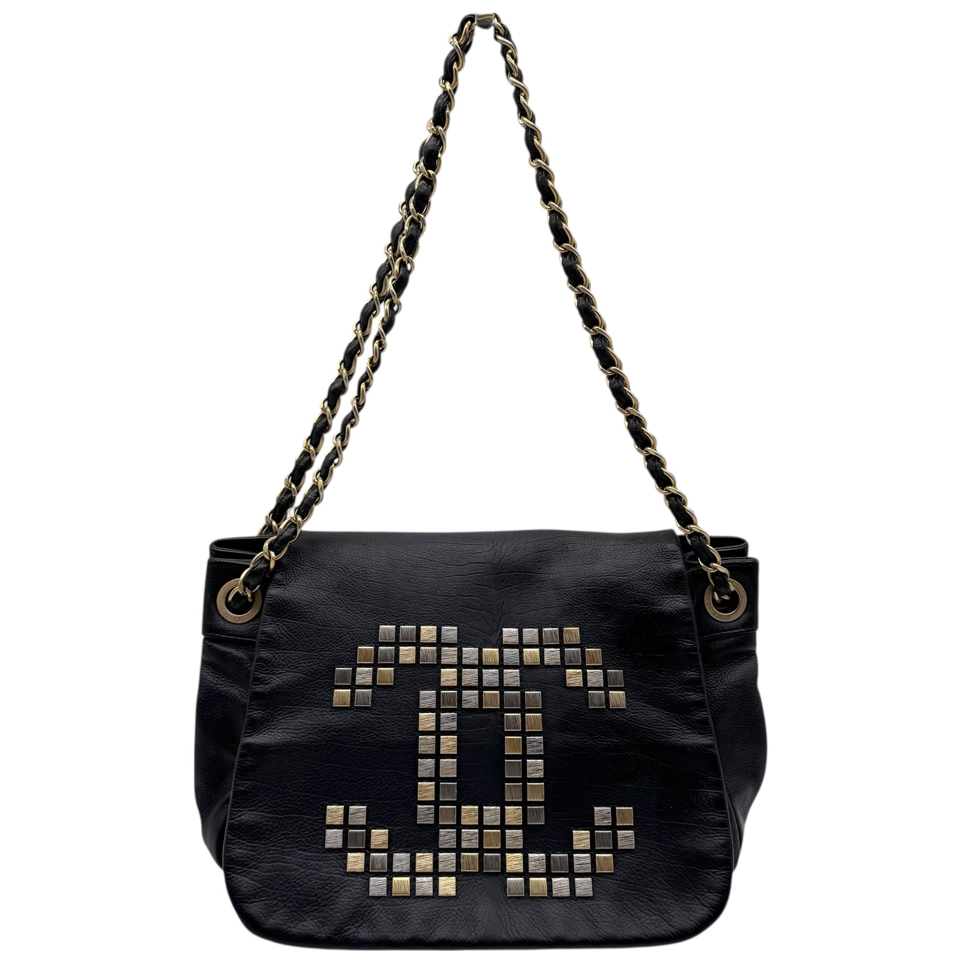 Chanel Black Studded CC Logo Accordion Shoulder Bag 2008-09 - Outfit Repeater
