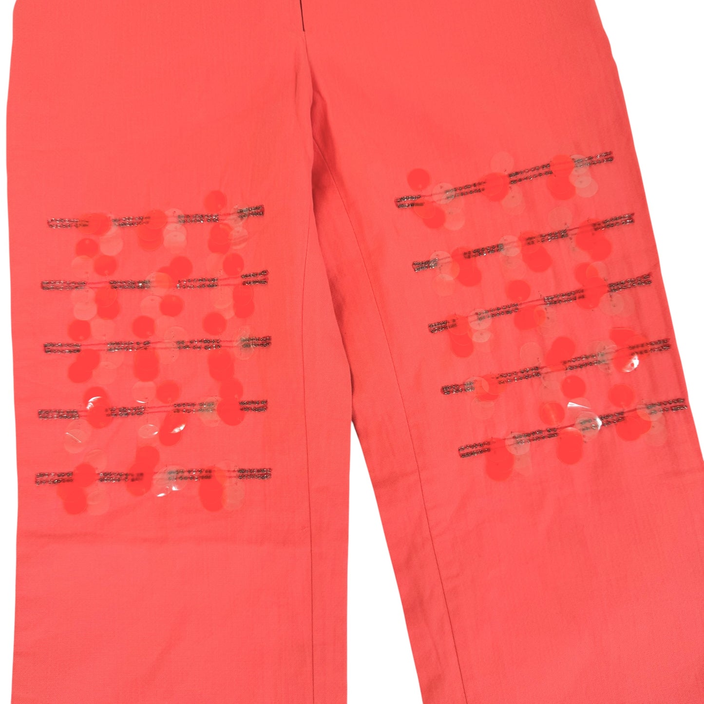 Versace Coral & Neon Orange Sequin & Beaded Embellished Pants