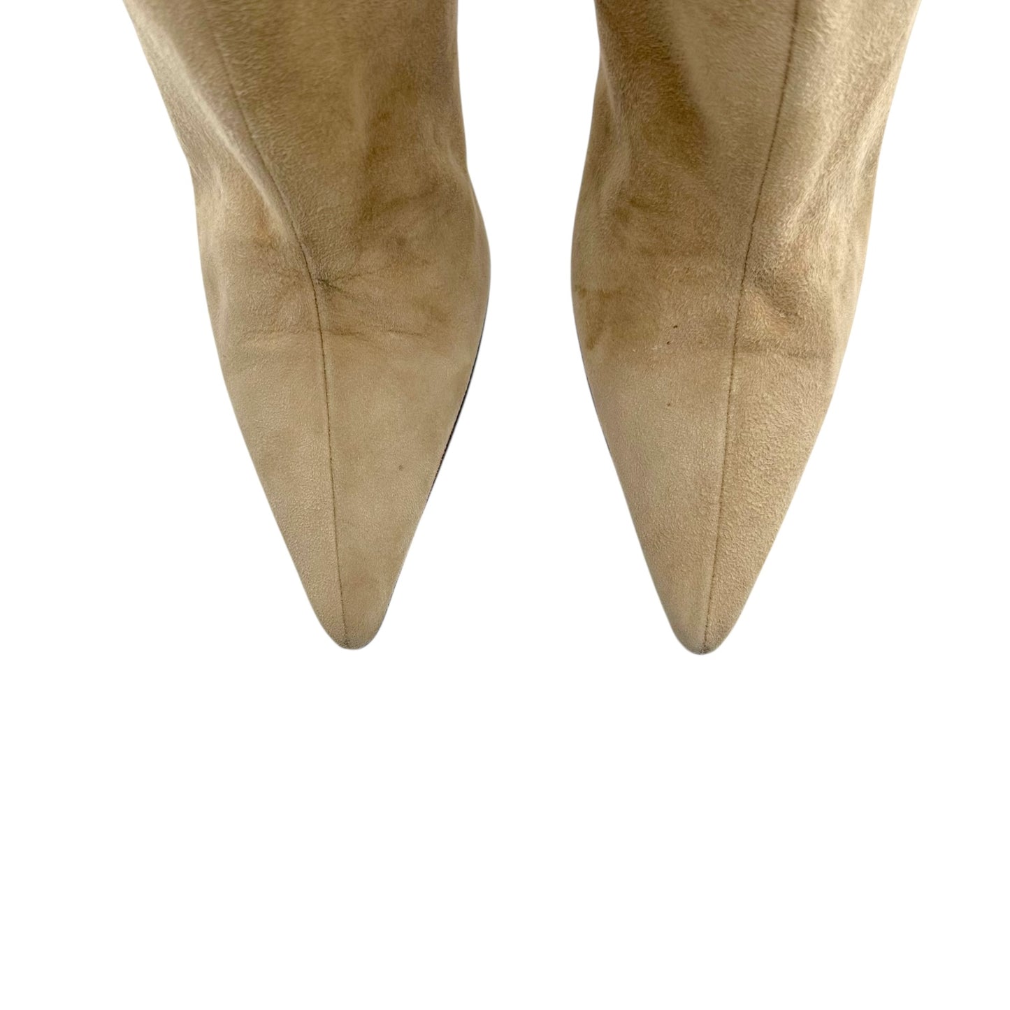 Jimmy Choo Beige Fringe Trim Heeled Boots