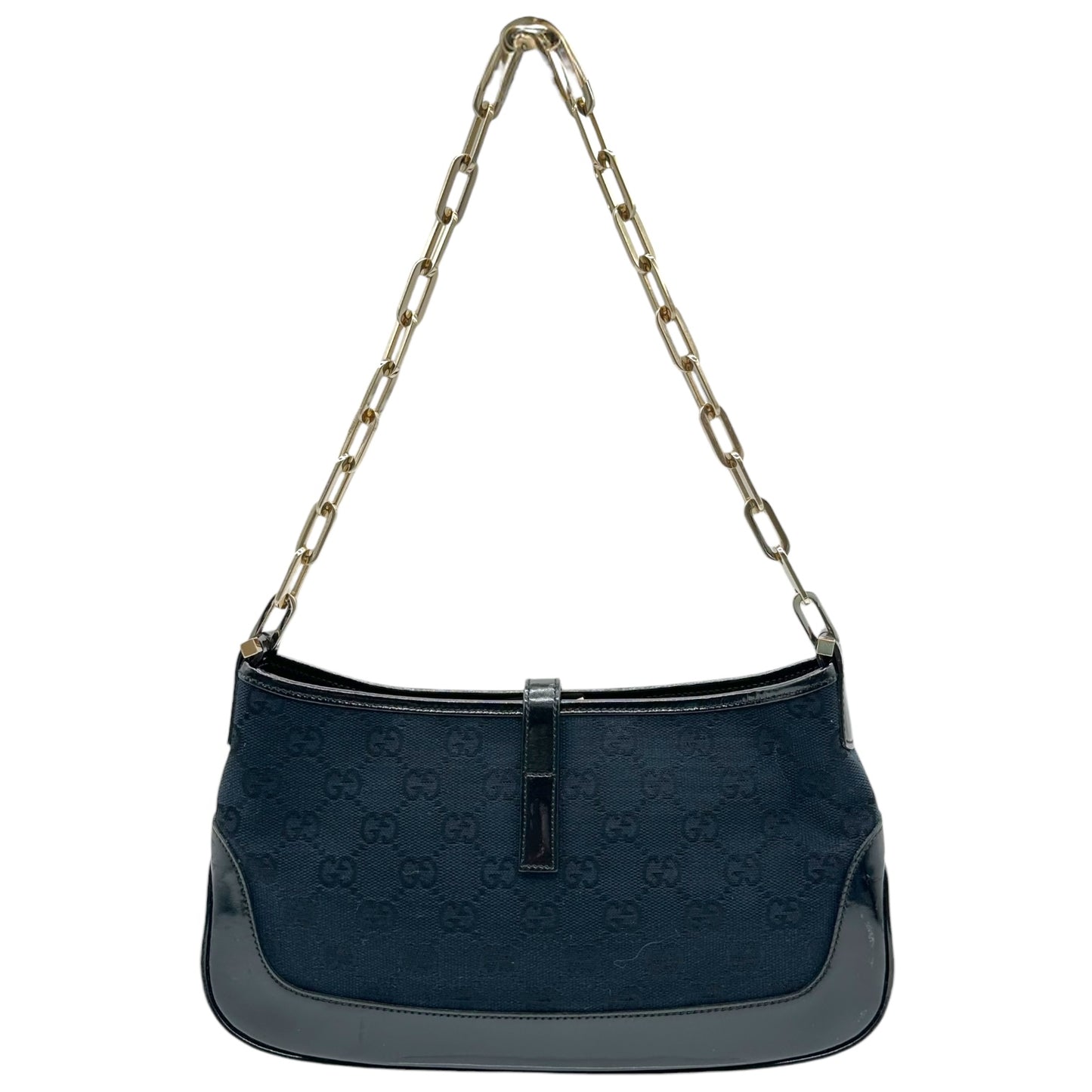 Gucci Black Monogram & Gold Chain Strap Jackie Shoulder Bag