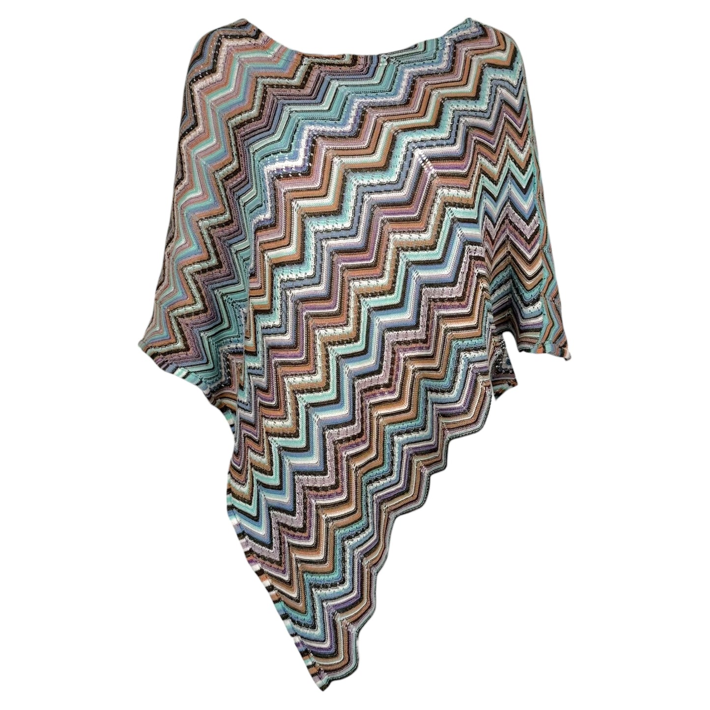 Missoni Teal & Purple Multi Chevron Knit Poncho