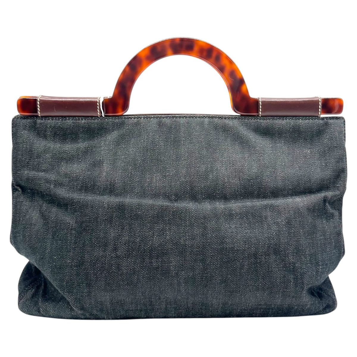 Chanel Black Denim Top Handle Handbag 1990s Vintage
